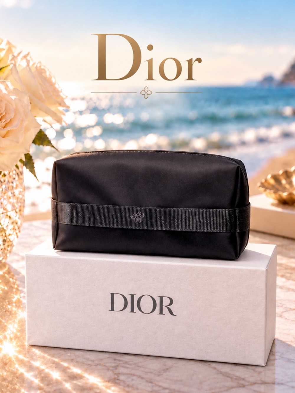Christian Dior Beauté black cosmetic/toiletry pouch